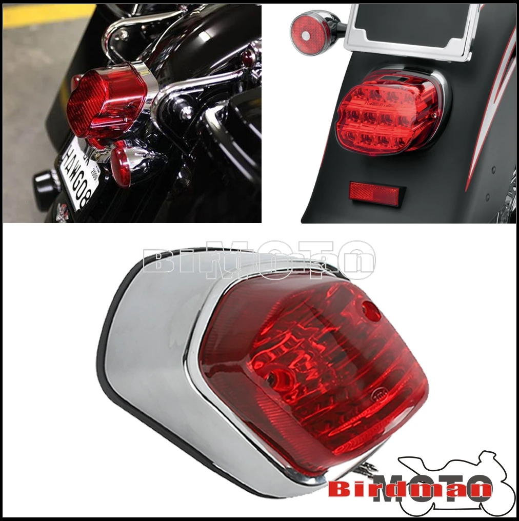 12V Chrome Retro Tail Light Brake Stop Lamp Universal For Harley Yamaha Honda Suzuki Shadow Sabre 1100 VT1100C2 VT400 VT750