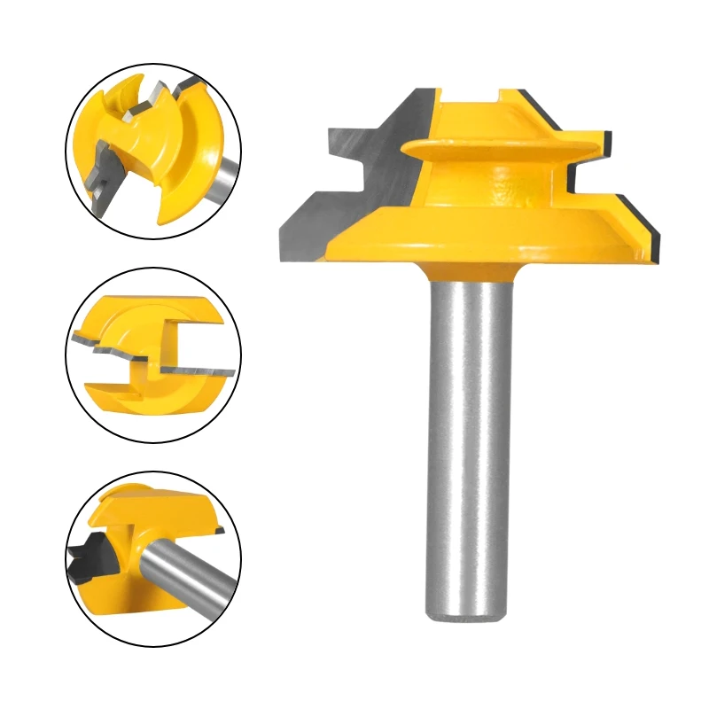 Lock Miter Router Bit para Carpintaria, Tenon Milling Cutter, Carbide Alloy Tool, 45 Degree, 12mm, 1/2 "Shank, 1 Pc