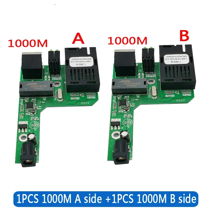 Gigabit Ethernet Switch Optical Fiber Media Converter Fiber Transceiver 1000M Full PCBA with Fiber Module HTB GS