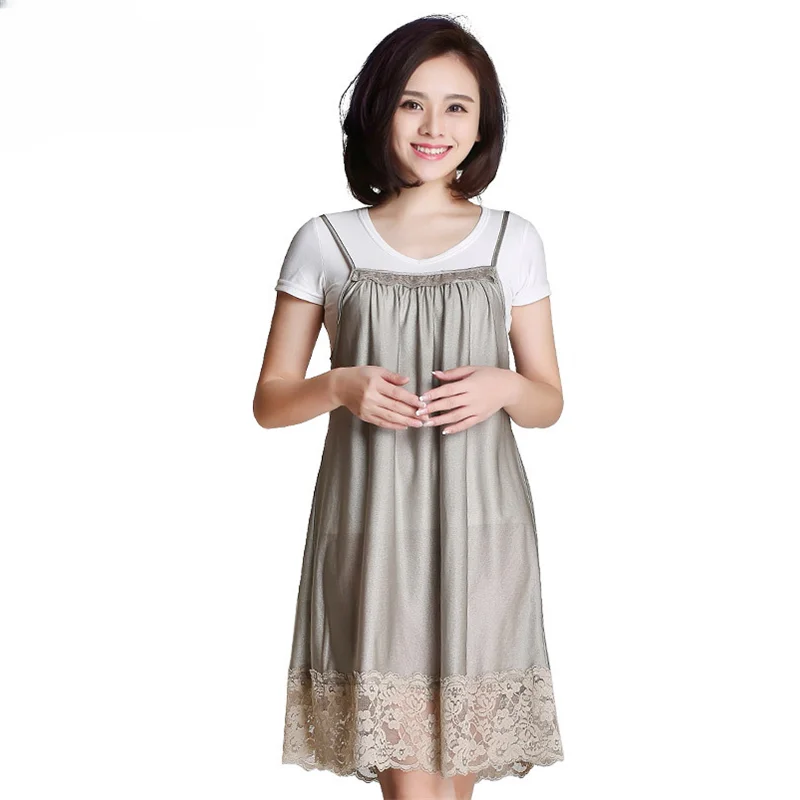 Silver Fiber Knitted Fabric Electromagnetic Radiation Protective 100% Maternity Dress Mobile Phone EMF Shielding Slip Dress