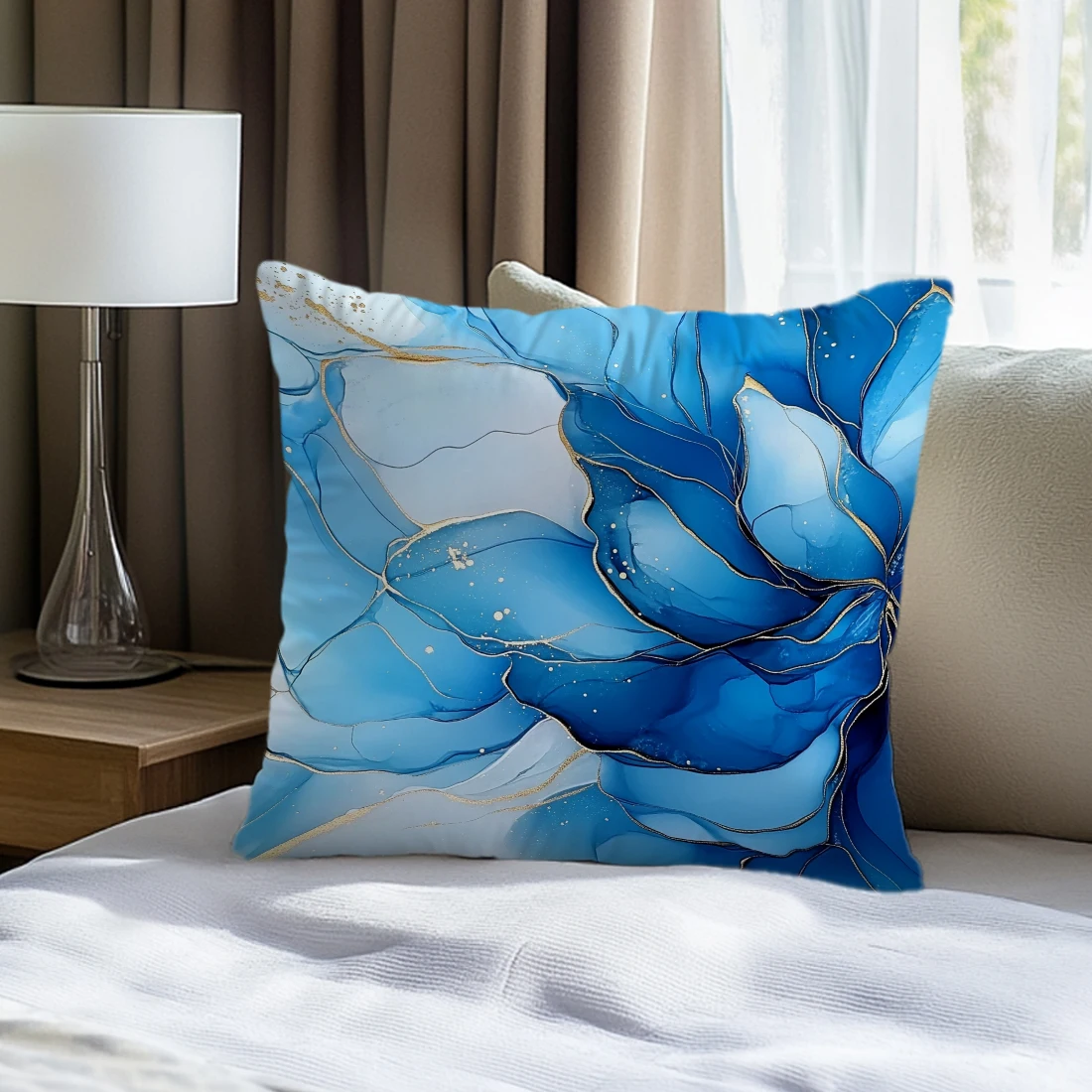 

Синий акварельный узор, подушки, наволочка, наволочка, декоративная подушка для дивана, наволочка, домашний автомобиль, декор для дивана