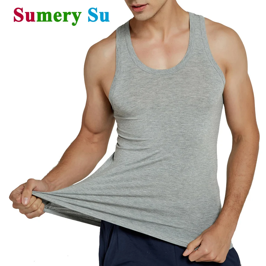 Tank Tops Men Sports Modal Full Stretch Racing Running Vest Fitness Cool Summer Top Gym Slim Casual Undershirt Male 3 Colors