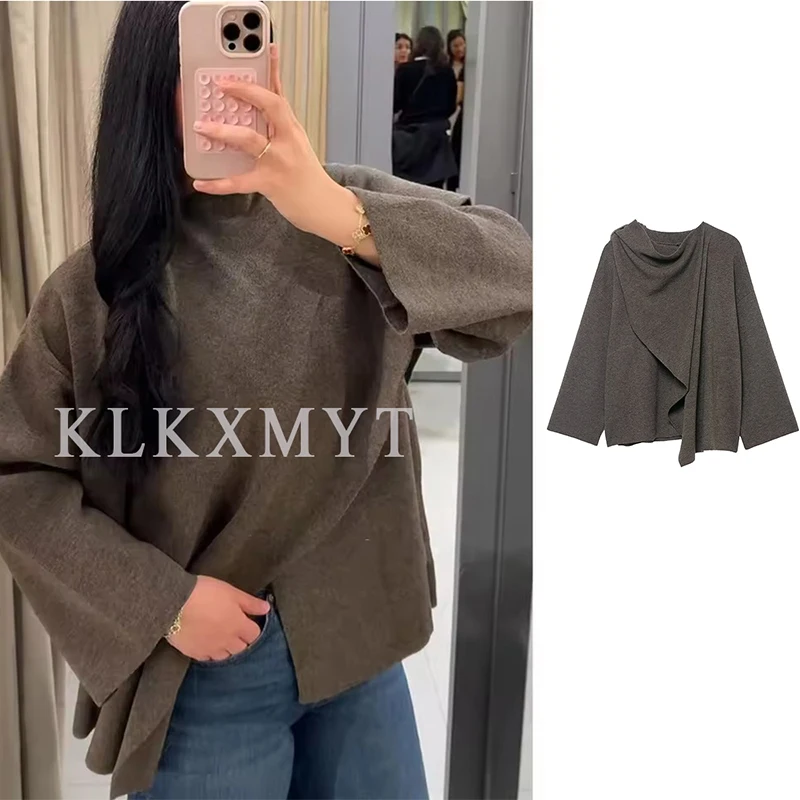 

Women Cape Jacket 2025 Autumn New Fashion Solid Color Bat Costume Loose Leisure Poncho Coat Elegant Hight Street Women Cloak ﻿