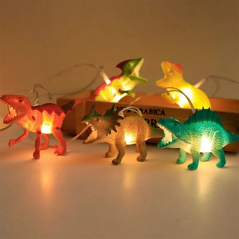 2023 nuevo creativo 10/20 LED dinosaurio cadena de luz alimentada por batería dibujos animados Navidad luces de hadas fiesta niños habitación decoración lámpara