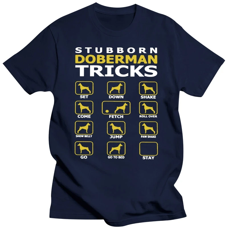 Stubborn Doberman Dog Tricks Funny Dog T Shirt Men Gray Clothes Short Sleeve Vintage T-Shirts O Neck Cotton Tees