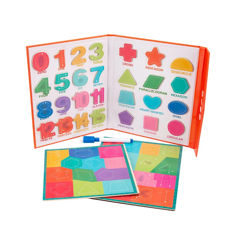 モンテッソーリ数学学習玩具、磁気数字と形のパズル、幼児期STEM開発、実践的な教育ワークブック