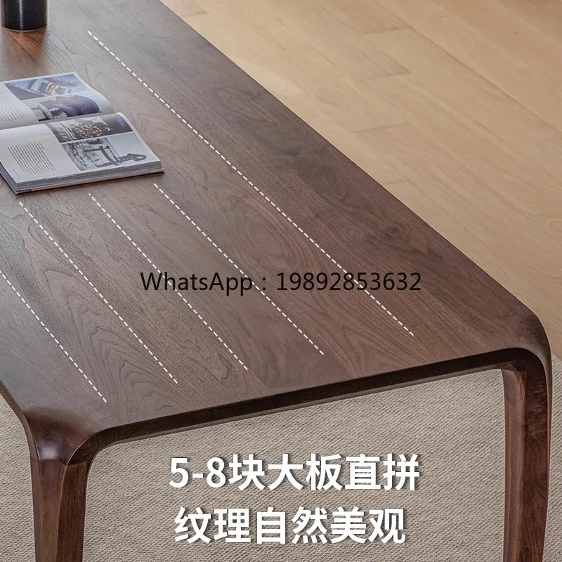 LYY Modern Solid Wood Home Simple Black Walnut Solid Wood Dining Table Mortise and Tenon Dining Table Living Room