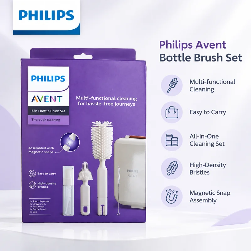 Philips AVENT Bottle Brush Set Multifunctional Baby Bottle Nipple Cleaning Brush Kit For Newborn Infant Feeding Accessories