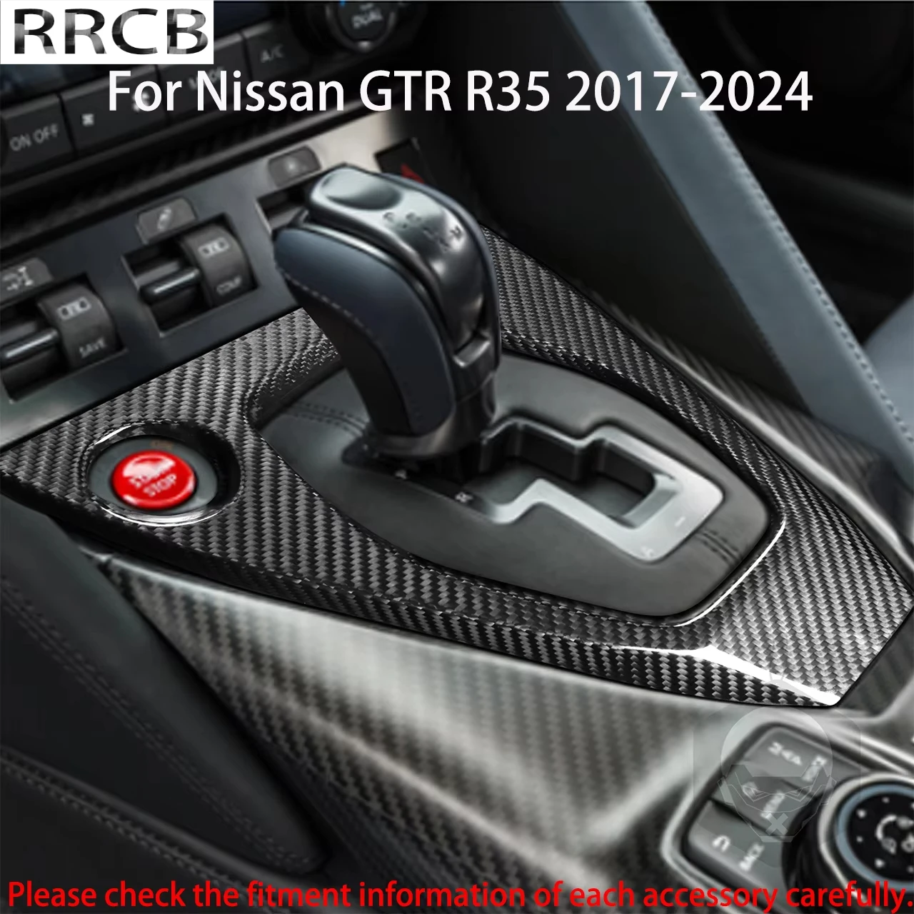 

For Nissan GTR R35 2017-2024 Dry Carbon Fiber Gear Shift Center Console Cover Car Interior Accessories Cover Hardware Stickers
