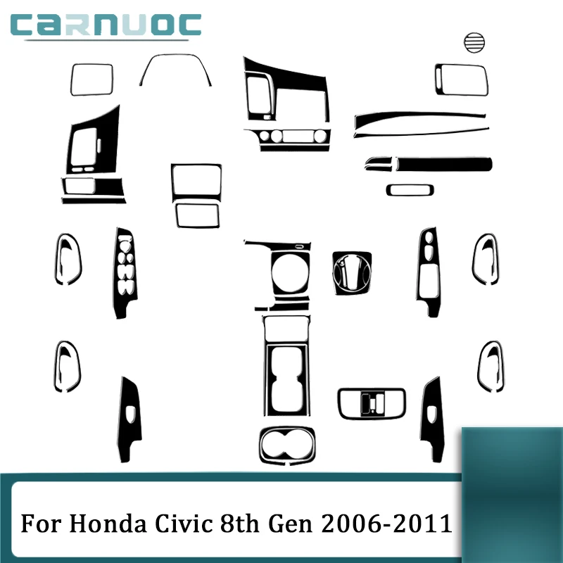 

Черные наклейки на фортепиано из АБС-пластика для Honda Civic 8 поколения, 2006, 2007, 2008, 2009, 2010, 2011, декоративные аксессуары для салона автомобиля