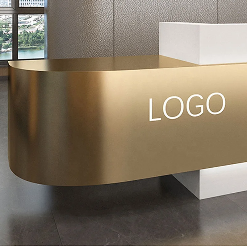 #Factory Customize Company Front Guild Welcome Desk Conference Room Computer Console Table Led Work Station Reception Desk