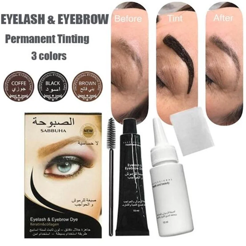 1 Set Natural Eyebrow Eyelash Professional Color Dye Tint Cream Kit 15-minute Fast Tint Brown & Black