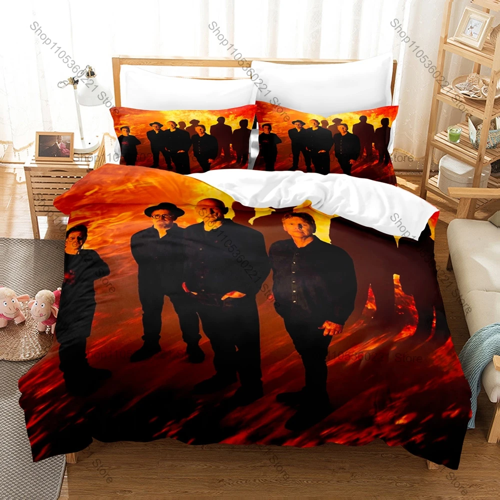 M-Midnight Oil Duvet Cover + 2 Pillowcases Earth Guitar Environmental Rock Graphic 3Pcs Zipper Quilt Cover Aussie Classic Rock