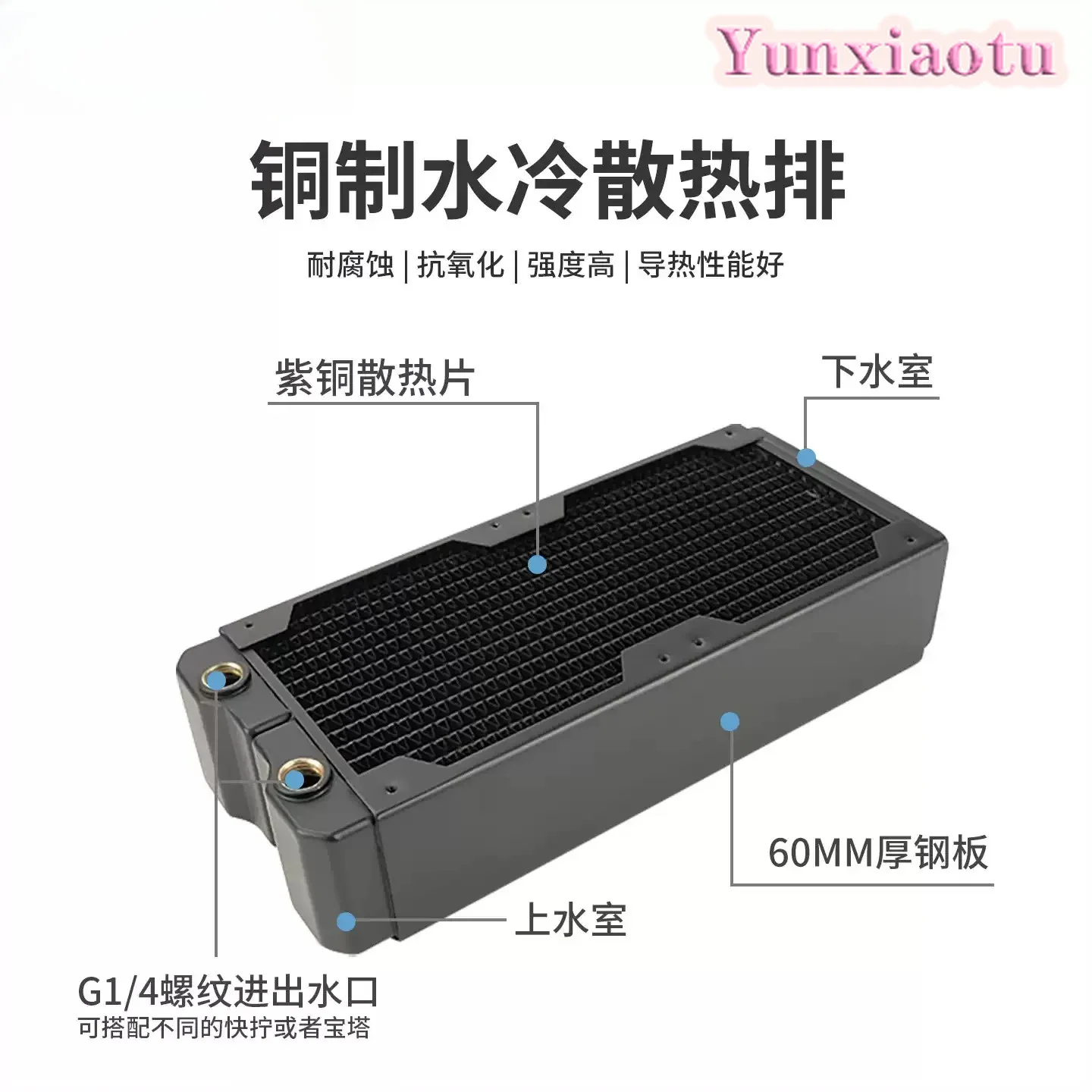 240mm 60MM Thick Copper Radiator - High-Efficiency Cooling Heat Exchanger for DIY Custom Loop PC Water Cooling