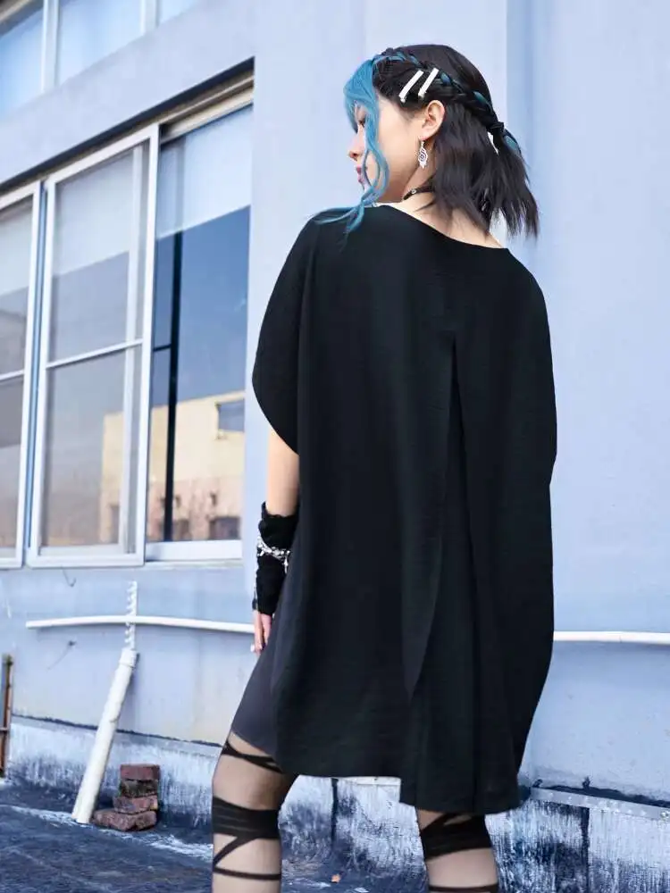 새로운 중국 스타일 국가 스타일 한 요소 느슨하고 편안한 돌먼 슬리브 긴 티셔츠 스커트 여성 패션상의