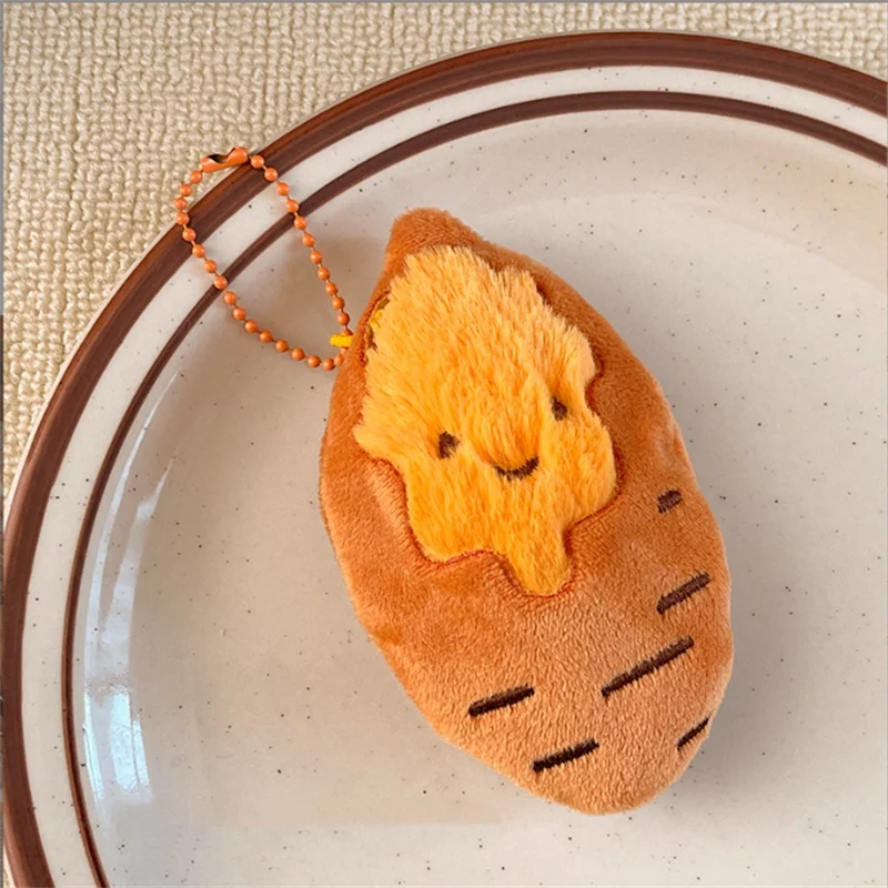 Cute Mini Baked Sweet Potato Plush Toy Keychain Bag Hanging Girl's Heart Decoration Creative Small Gift Mini Stuffed Toy