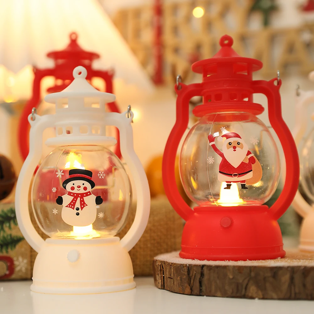 12cm Santa Claus Christmas lamp LED Lantern Light Merry Christmas Decoration for Home Room Decor 2025 Xmas Navidad Noel Gifts