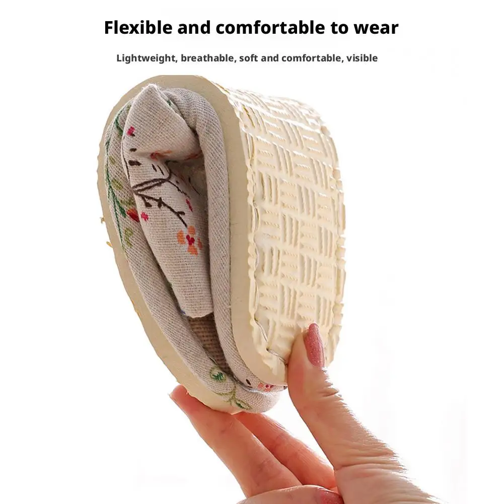 Women Flax Slippers Home Slippers Linen Summer Lightweight Flat Sandal Breathable Comfortable Non-Slip Slides Indoor Men Slipper image 4