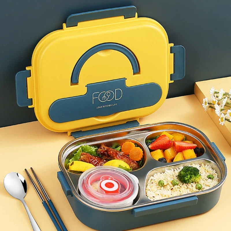 Lunch Made Easy! Stainless Steel Insulated Lunch Box with Built-in Dividers, Perfect for Meal Prep and Takeout