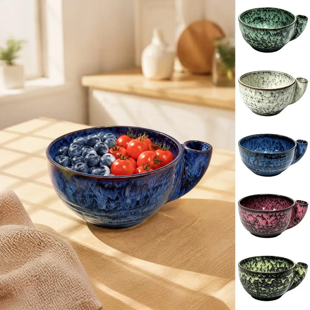 Ceramic Fruit Washing Bowl Berry Basin Ceramic Berry Swirl Bowl with Drain Holes Auto Swirl Fruit Washing Bowl for Strawberries