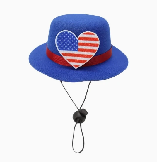 

2pcs American Flag Independence Day Patriotic Costume Small Animal Party Headwear Photo Props Family Gatherings Usa Pet Hat