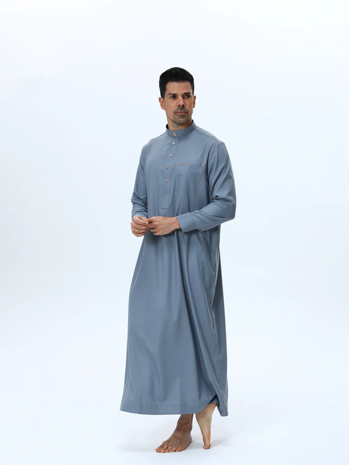 Eid Ramadan Medio Oriente Uomini Caftano Musulmano Thobe Jubba Daffah Dishdasha Abaya Arabo Veste Allentato Jalabiya Abbigliamento Islamico Nuovo