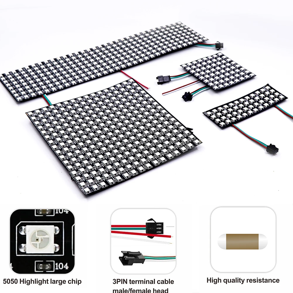 RGB Flexible LED 8x8 16x16 8x32 4x12 for DIY Text Anima  Matrix Screen DC5V WS2812 WS2812 pixel screenIndividually Addressable