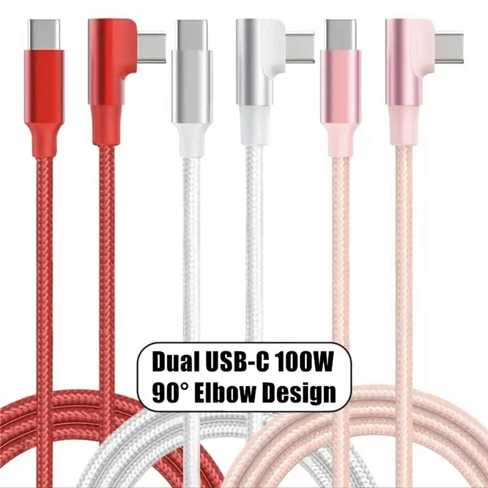 90 Degree Dual USB C Fast Charge Elbow Cable For iPhone 15 16 17 Pro Max Samsung Xiaomi Redmi POCO Type C Quick Charging Cables