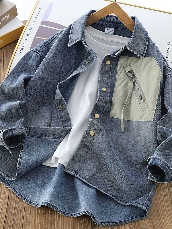boys-spring-autumn-denim-shirt-jacket-thin-long-sleeve-casual-fashionable-outerwear-children's-clothing-kids'-stylish-top