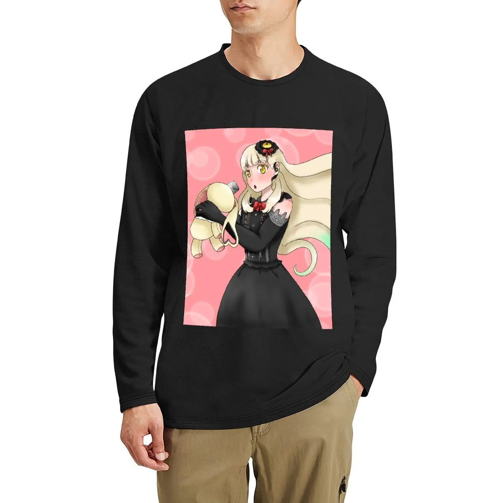 mayu-vocaloid-ロング-tシャツ-ヒッピー服-スウェットシャツ-黒-tシャツ-かわいい服-メンズ-tシャツ