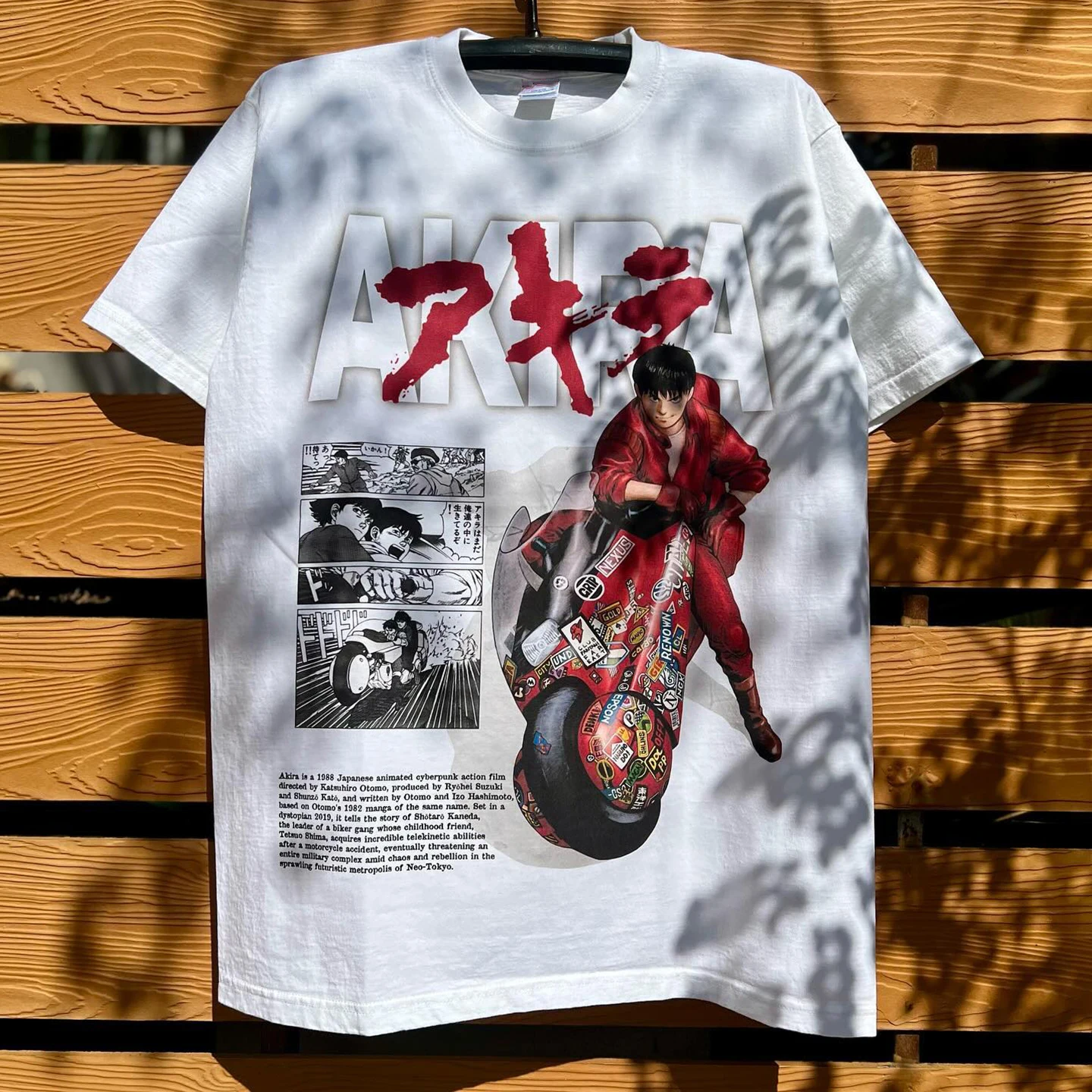 Akira Bright Warrior Heavy Cotton Short Sleeve T-Shirt American Retro Style Cartoon Anime Print Casual Top for Youth