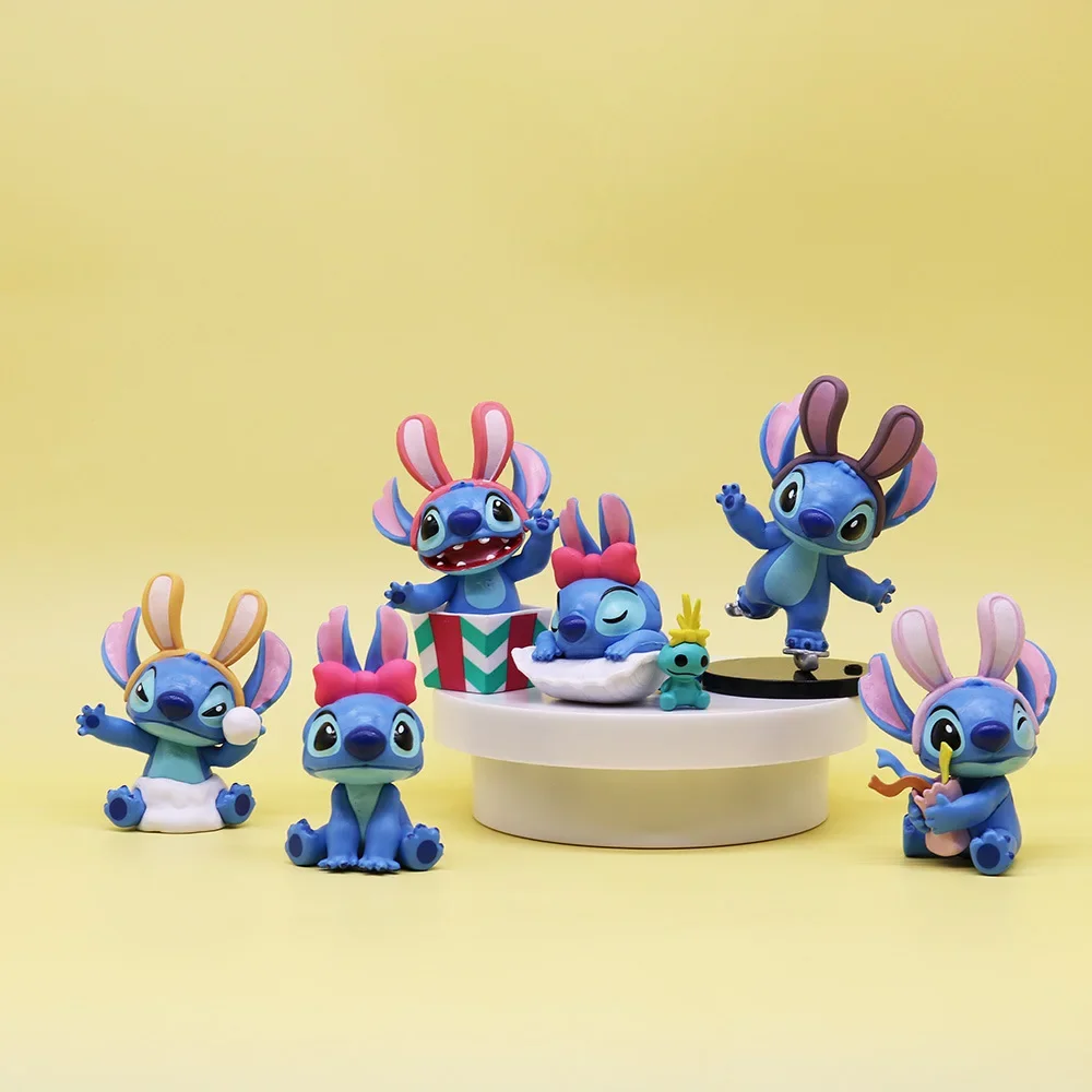 Figuras de acción de Disney Stitch, 6 piezas, Serie de cuentos de invierno, juguete de Esports, adorno de escritorio para habitación, regalo