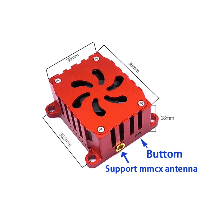 장거리 5.8Ghz 1600mW VTX 비디오 송신기 냉각 선풍기, 선풍기 0, 200, 500, 800, 1600mW, 1.6W, CNC 쉘, RC FPV 드론용