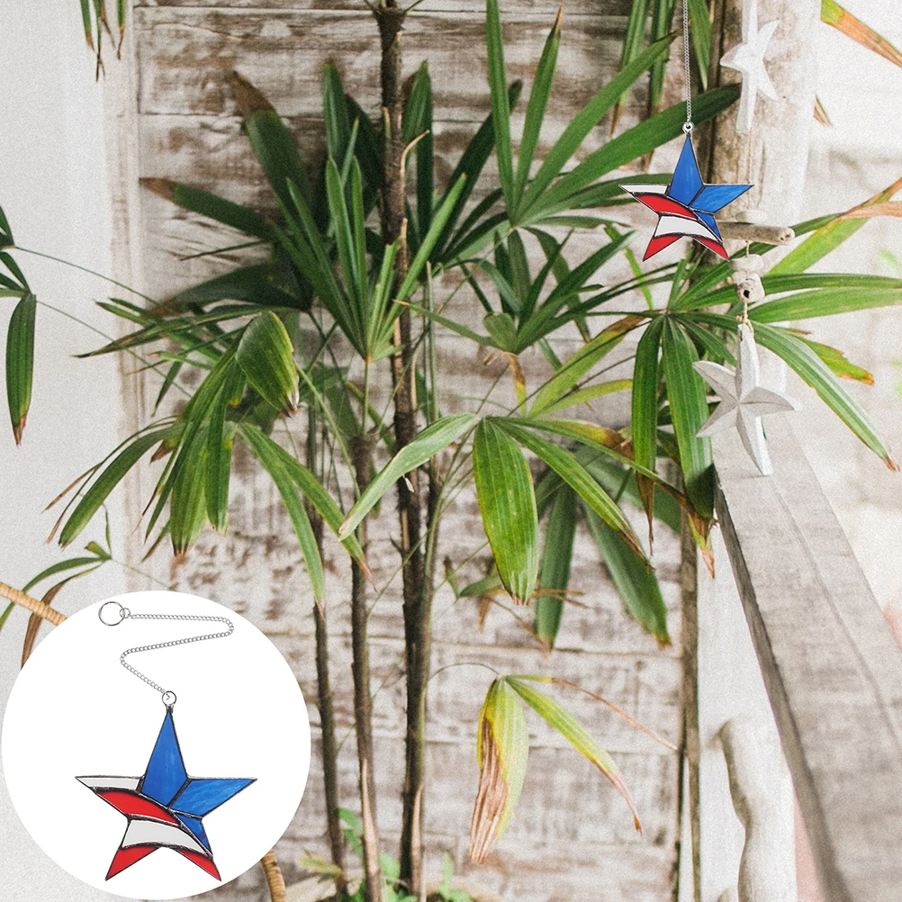 

2 Pcs Decors Decorative Pendant Colored Window Hanging Acrylic Front Door Sign Star Entryway