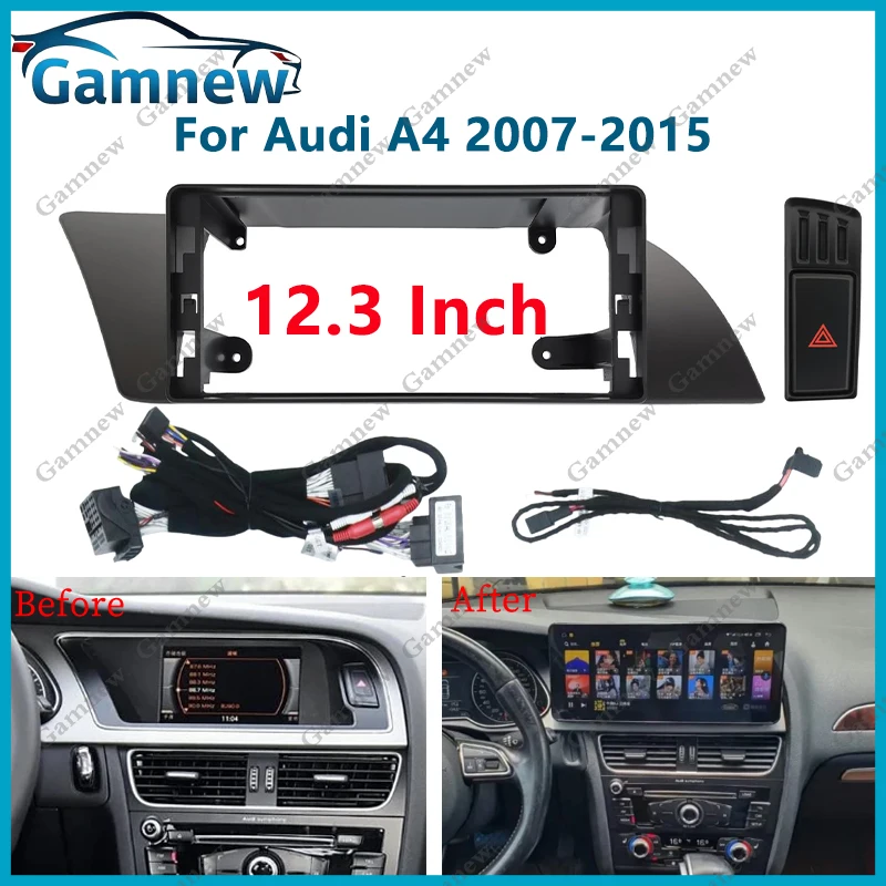 

12.3 Inch Car Fascia Frame Adapter Android Radio Dash Fitting Panel Kit For Audi A4 2007-2015
