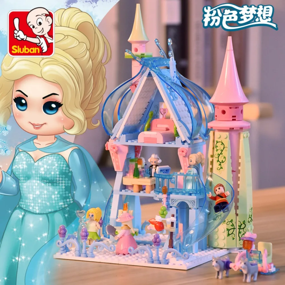 Ghiaccio Neve Castello magico Building Block Regina Fiabe Casa della principessa Splendido modello di giocattolo di assemblaggio squisito Ragazza Festival Regalo