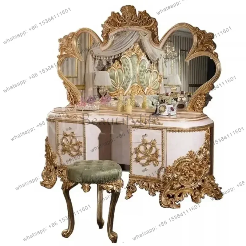 Wooden Simple Makeup Vanity Desk Hidden Glossy Europa Vintage Makeup Vanity Desk Cheap Modern For Bedroom