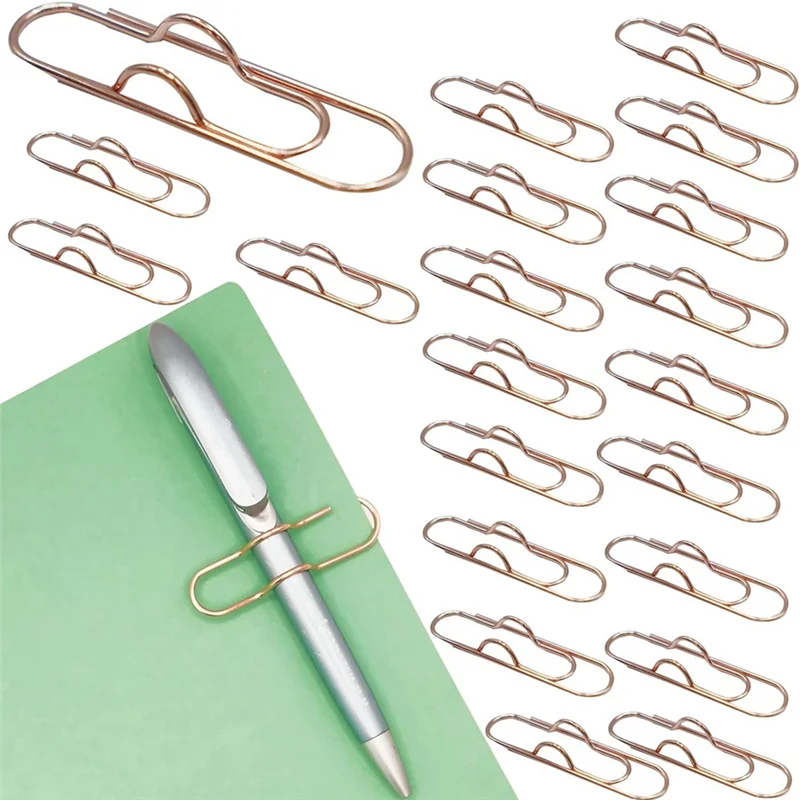 

Metal Paper Clips And Pen Holder, Portable Office And College School Supplies Rose Gold (Pack Of 20)