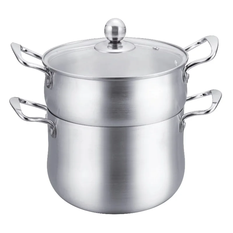 Satin Couscous Premium Aluminum Steamer Double Steel Handle Cooking Pot