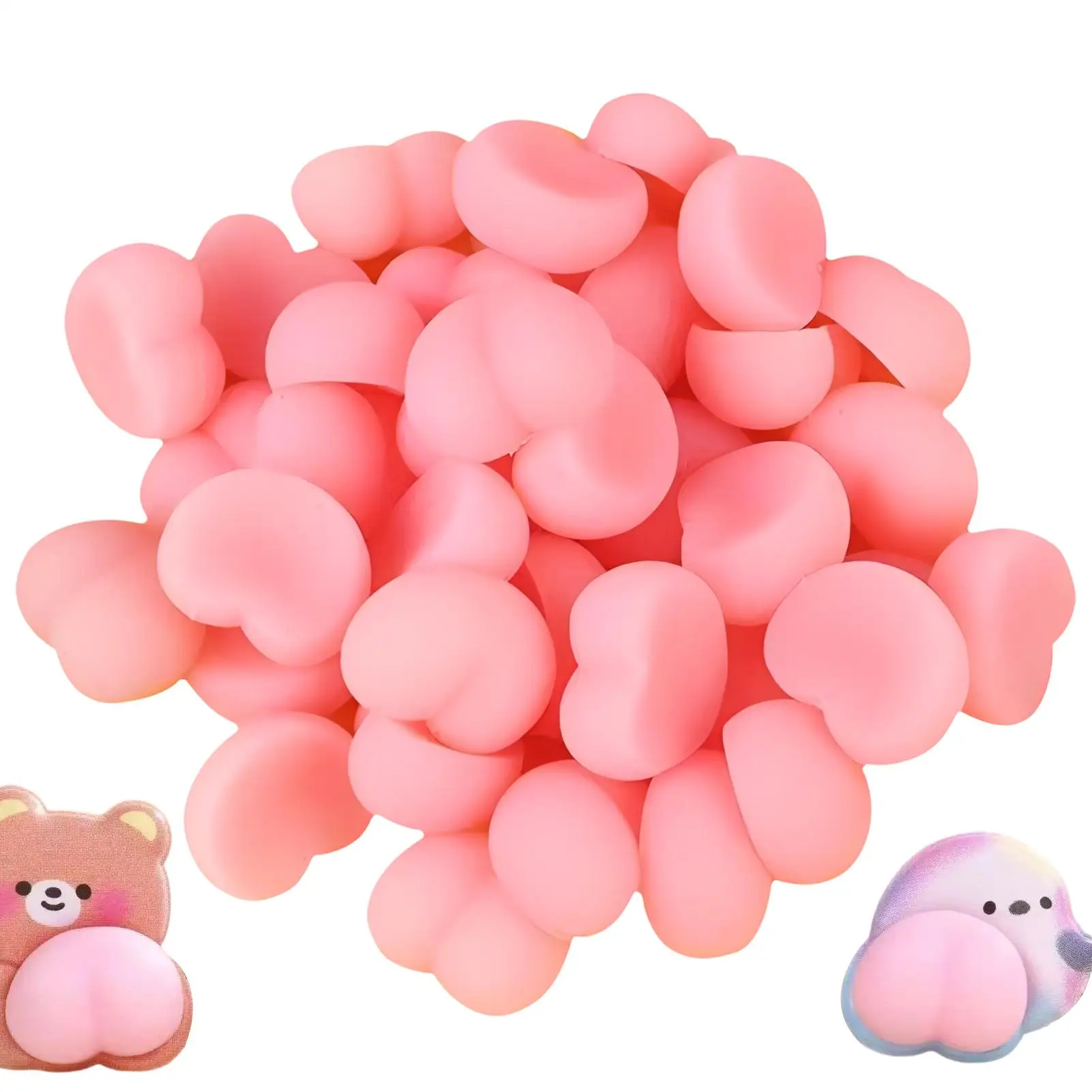 Mini Giocattoli Antistress da Spremere, 20 Pezzi, Forma di Natiche di Pesca, Gadget Sensoriale per Bambini e Adulti, per Casa, Scuola e Studenti