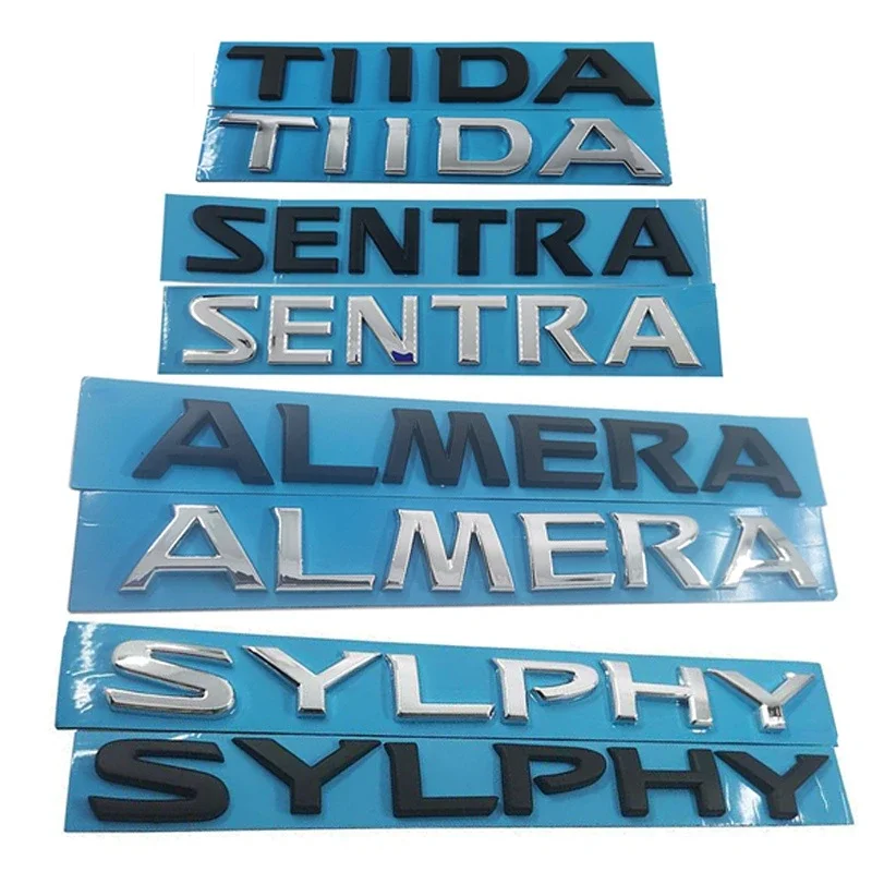 Car 3D Letter Logo Emblem Rear Trunk Nameplate Sticker Badge Decal For TIIDA SENTRA ALMERA SYLPHY