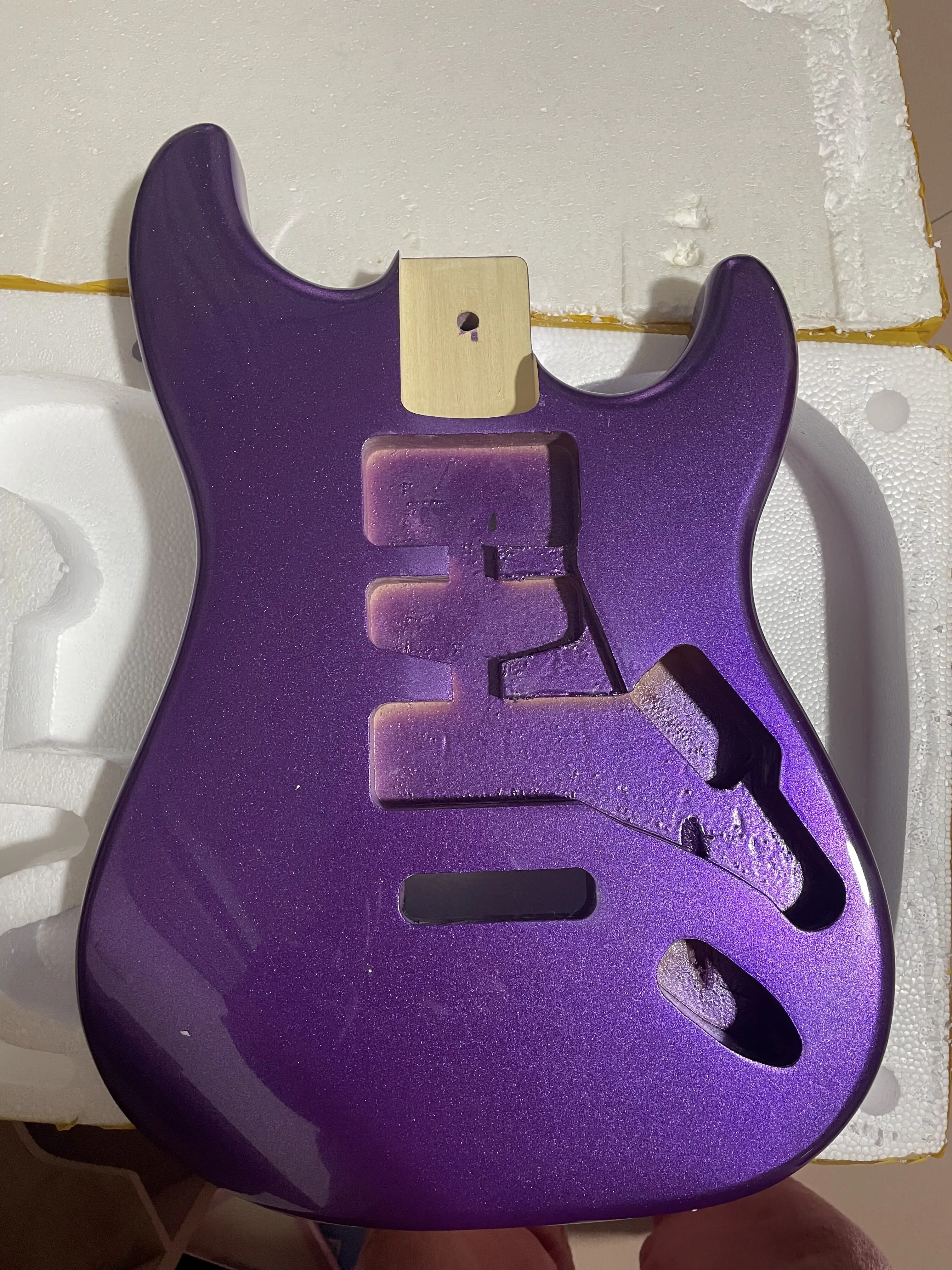 Solid Wood Electric Guitar Body, Glossy Mental, Purple Color for HSH Pickup,DIY Custom S T, Guitar Barrel Replacement Part, 57mm
