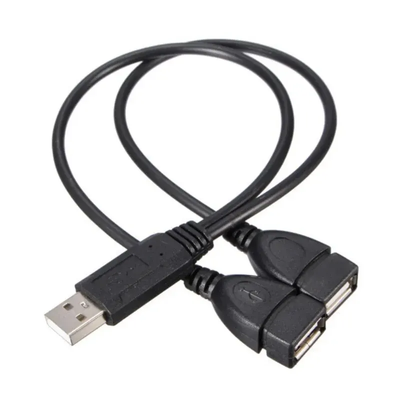 High Quality USB 2.0 Cable USB Double Splitter Adapter Cable One To Two Female To USB 2 Male Power Extension Cable