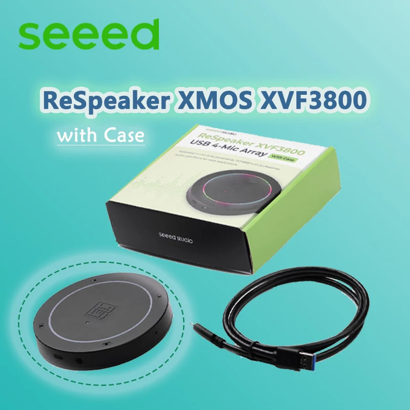 

Seeed ReSpeaker XMOS XVF3800 4-микрофонный массив с искусственным интеллектом, для четкого голоса в шума, AEC AGC DoA VAD, 5 м 360 ° Звукосниматель дальнего действия