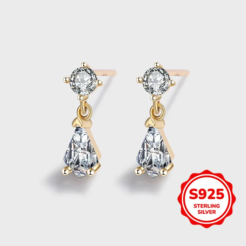 

Commuting Simple and Authentic S925 Silver Water Drop Zircon Women's Stud Earrings