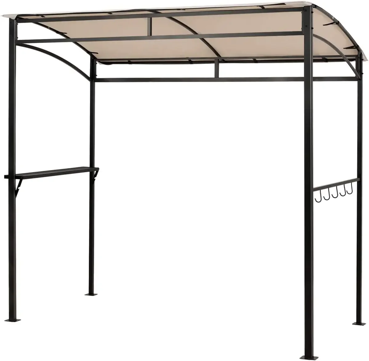 

7ft Grill Gazebo, Patio Barbecue Canopy with Serving Shelf and Storage Hooks, Curved Grill Shelter w/Heavy-Duty Steel Frame