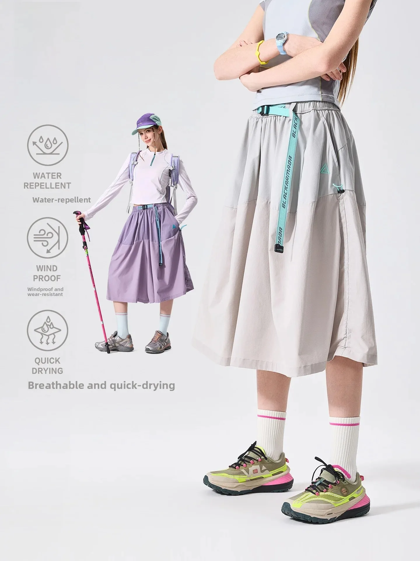 LAZY DAY Quick Dry Outdoor Half-length Pants Skirt Women's High Waist Slimming Hiking Mountain Climbing Sports Skirt Pants