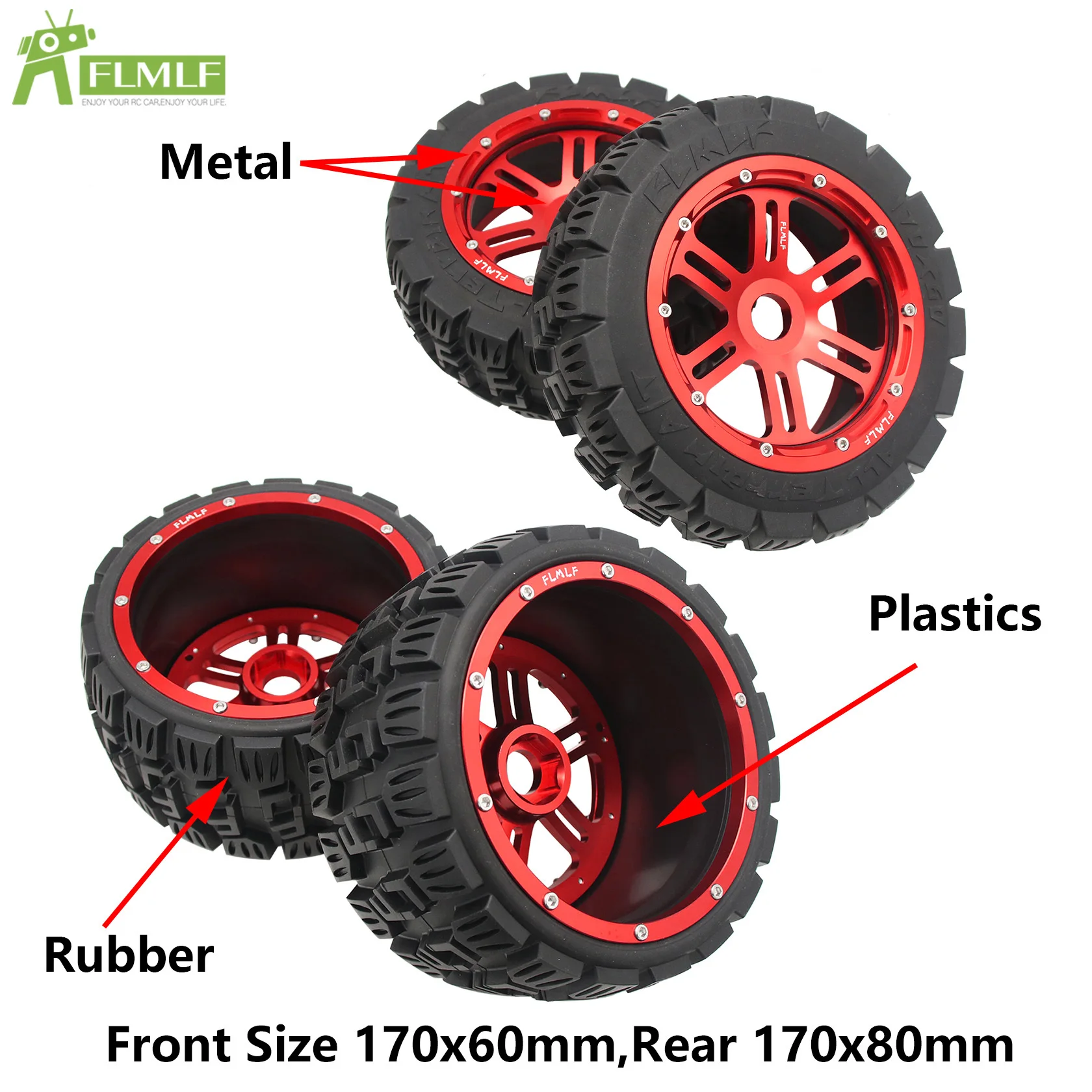 Metal Front or Rear 24mm Split Hex Wheel Hub or Reinforcing All Terrain Tyre Set for 1/5 HPI ROFUN ROVAN KM BAJA 5B SS Rc Parts