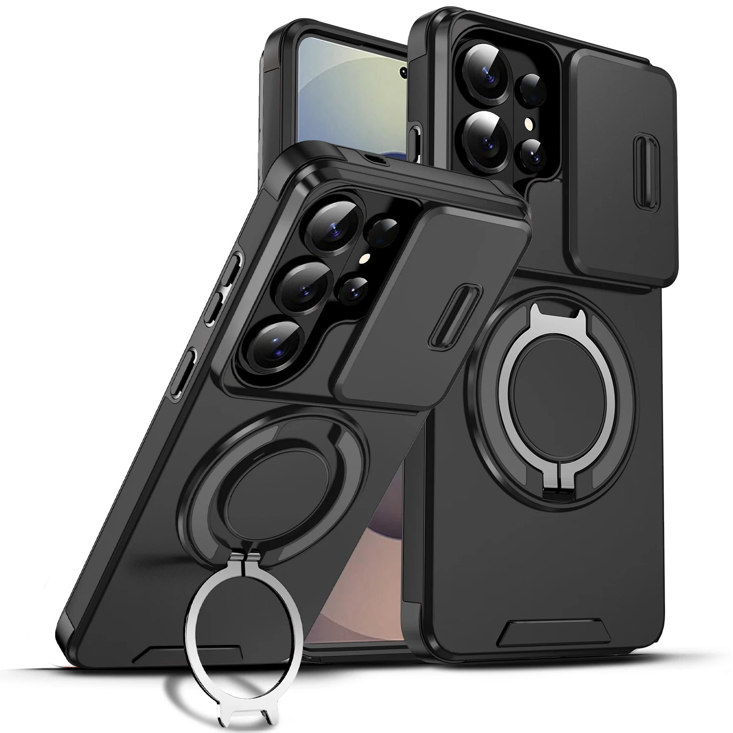 Voor Samsung S26 S25 S24 S23 Plus Ultra Magnetische Beugel Telefoon Voor Samsung S25 24 23 FE S26 25 Rand schuifraam Anti Fall Case