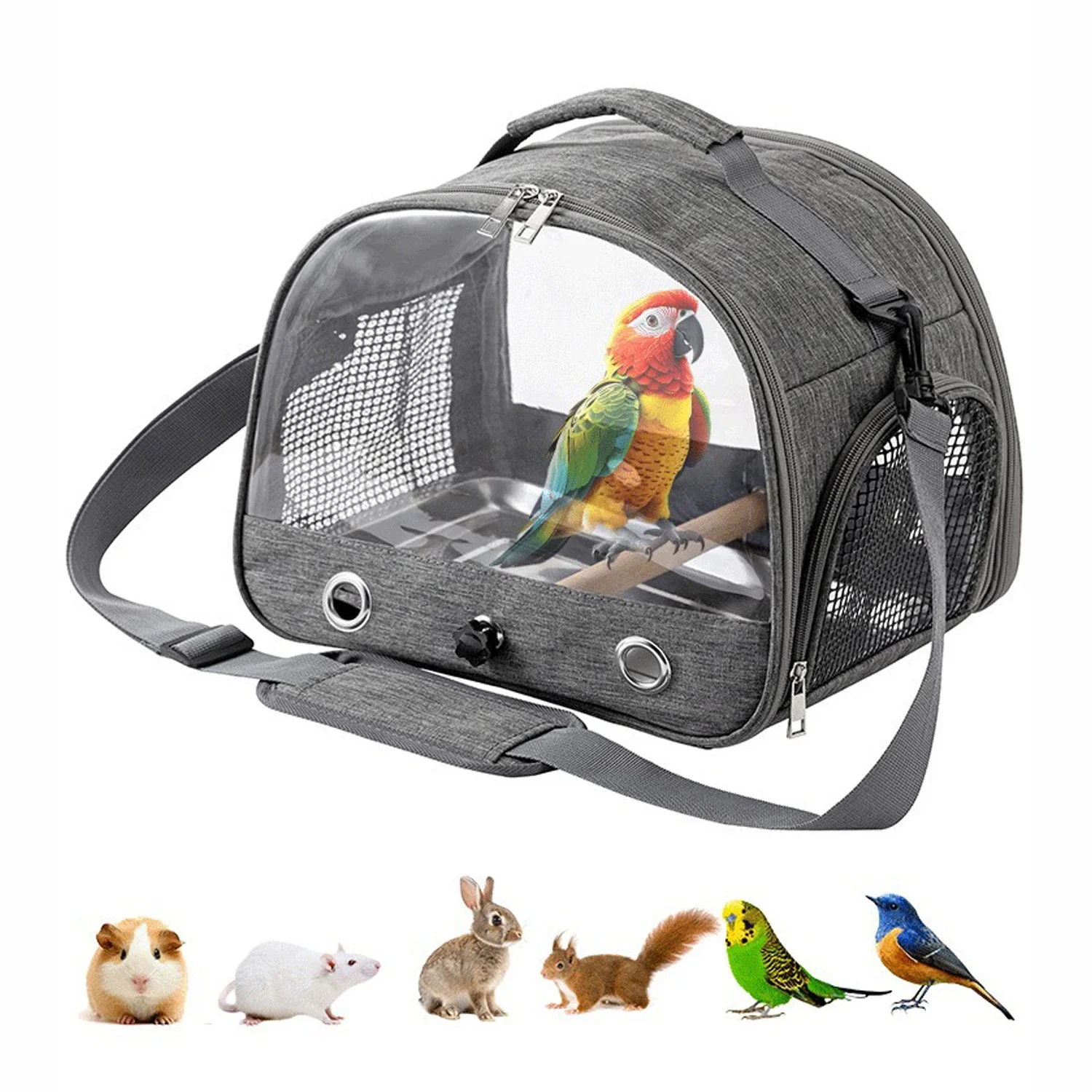 

Pet Backpack Portable Travel Transport Bag Transparently Side Window Foldable Small Pet Rat Rabbit Parakeet Bird Carrier Bag